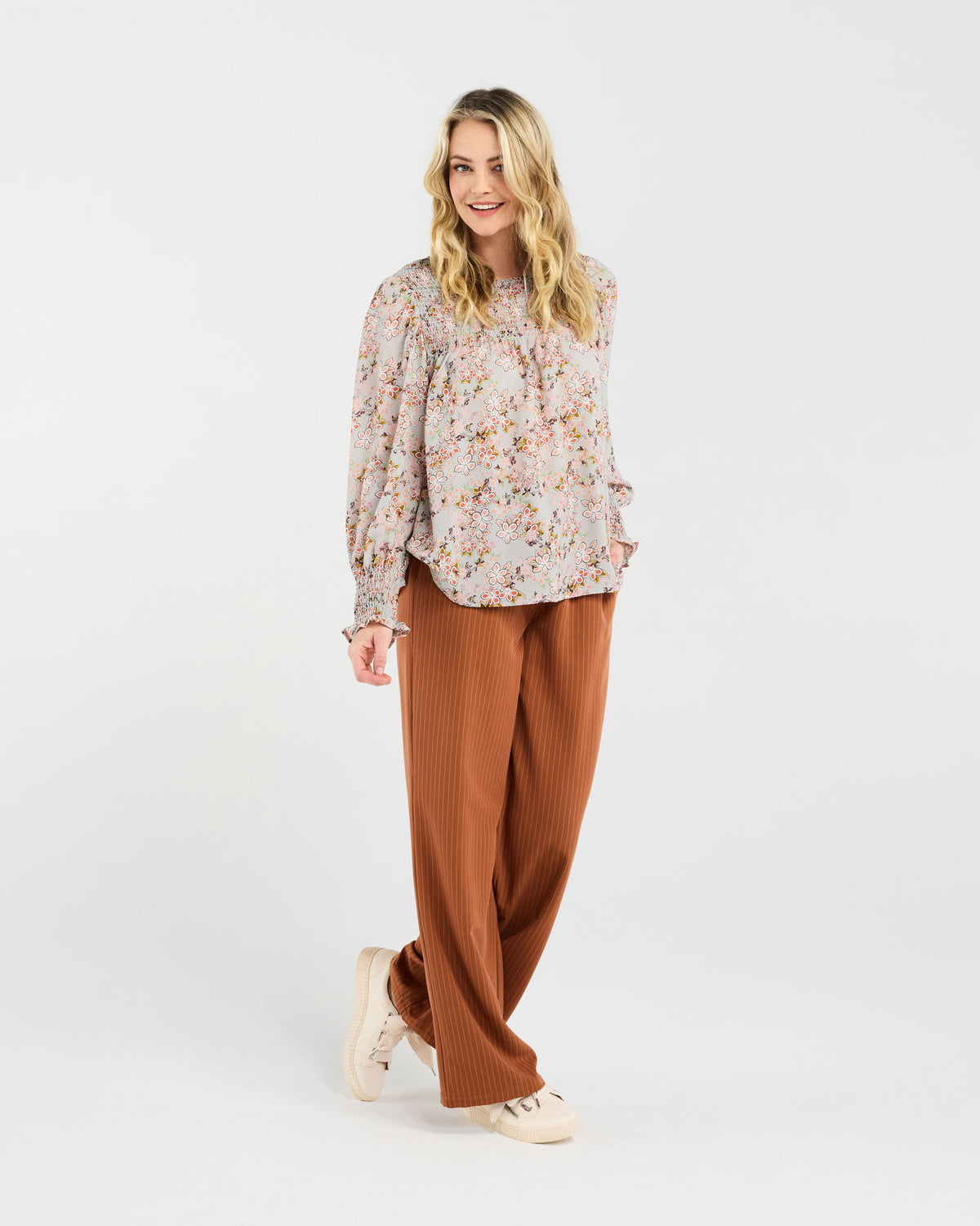 Ali Shirred Top (Dove)