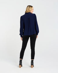 Amelia Lace Trim Shirt (Navy)