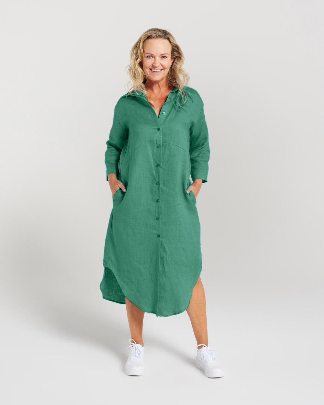 Plain Linen Shirt Dress