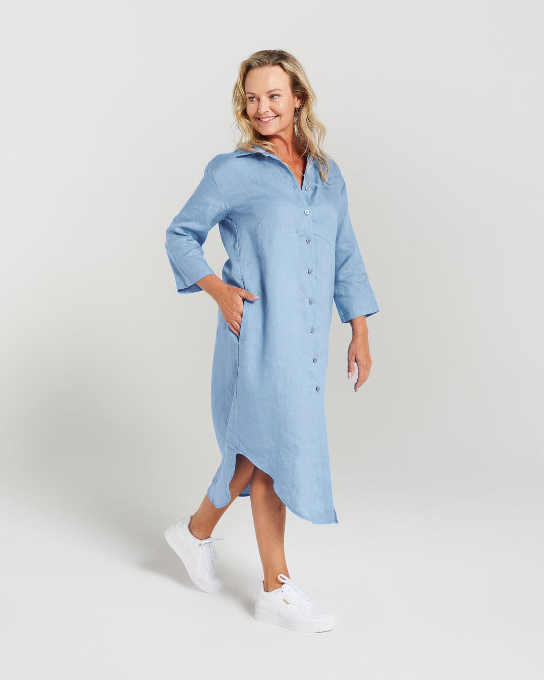 Plain Linen Shirt Dress